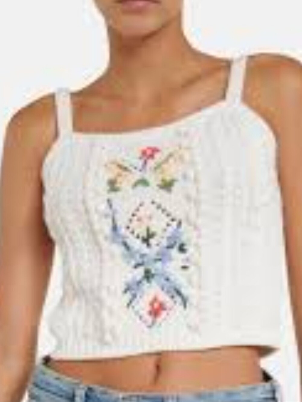 Polo by Ralph Lauren Cream Wool Blend Cable Knit Floral Embroidered Sweater Tank - Picture 6 of 7